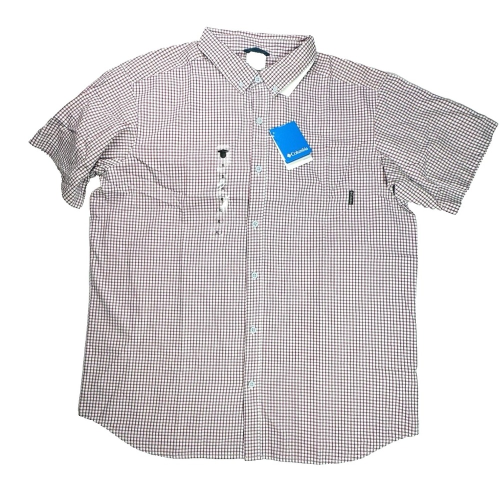 COLUMBIA Mens Dress Shirt Short Sleeve Pocket Button Front Size XL